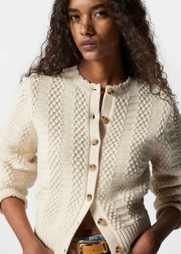 Women Knitwear and Other Stories Textured Knit Cardigan Cream
