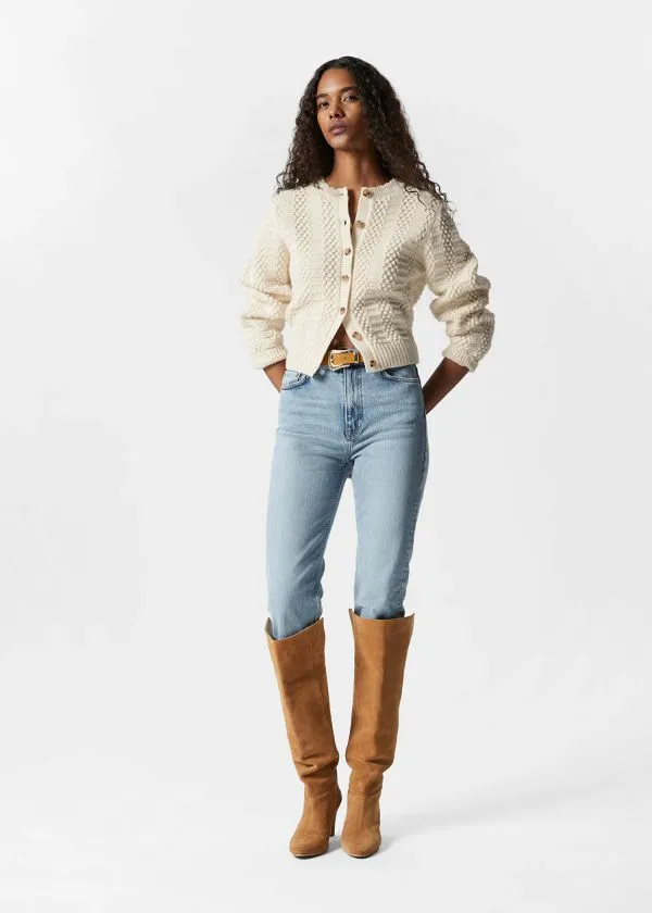 Women Knitwear and Other Stories Textured Knit Cardigan Cream
