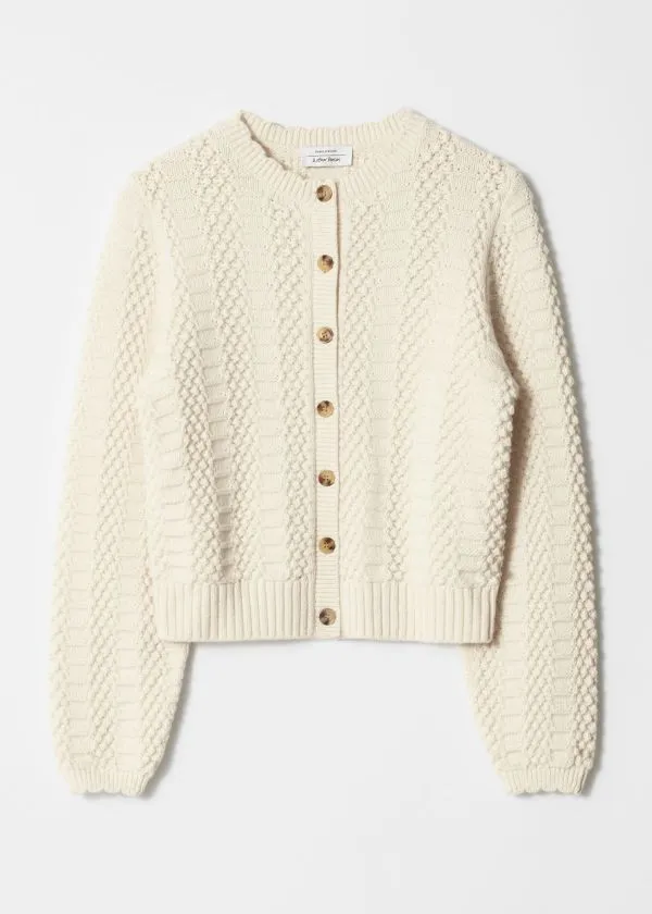 Women Knitwear and Other Stories Textured Knit Cardigan Cream