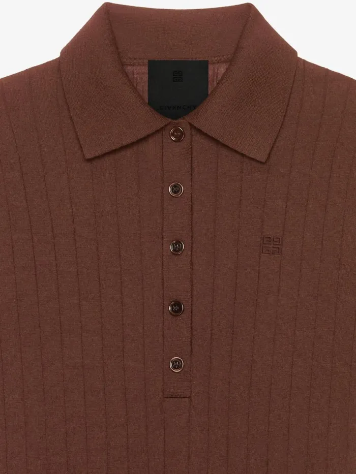 Women Knitwear Givenchy Polo Sweater In Wool With 4G Detail Moka Brown