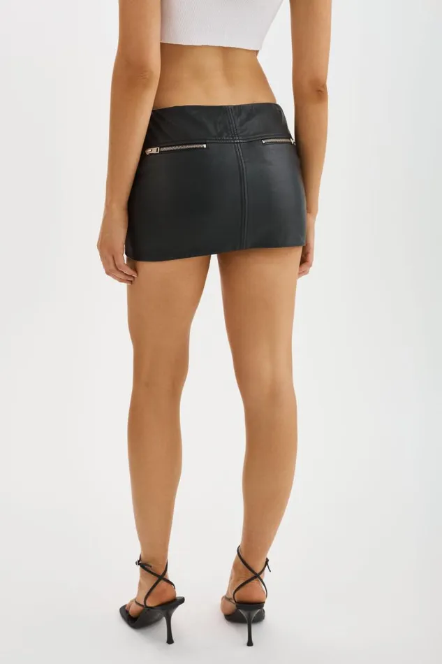Women KRISSY Leather Mini Skirt Blackwinter Whiteruby Red LAMARQUE Skirts