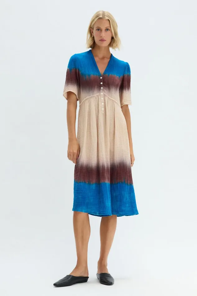 Women Lapis Multi Dual Gauze Garden Dress Raquel Allegra Jackets