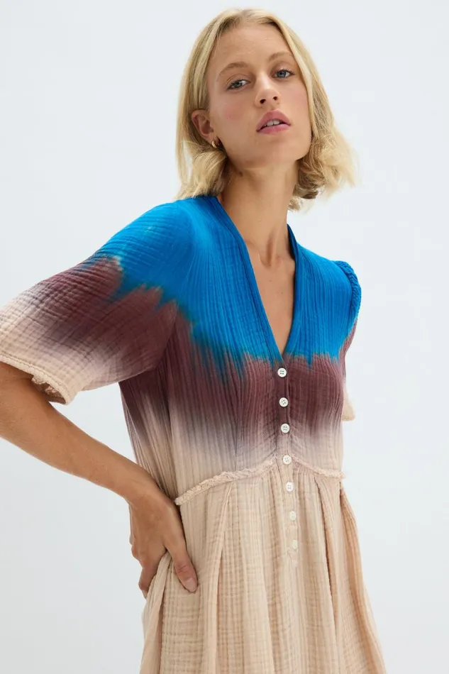 Women Lapis Multi Dual Gauze Garden Dress Raquel Allegra Jackets