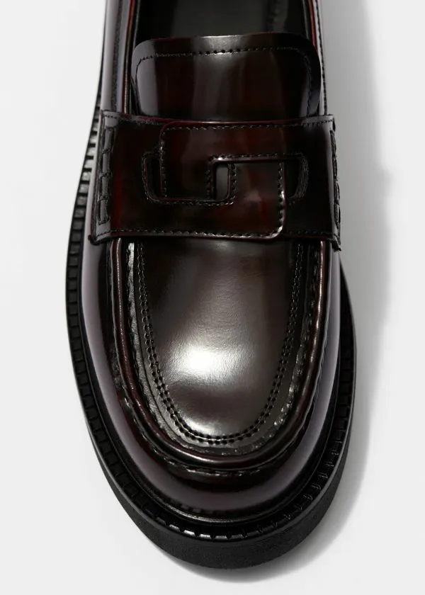 Women Loafers and Other Stories Chunky Leather Loafers Red Women Loafers and Other Stories Chunky Leather Loafers Red