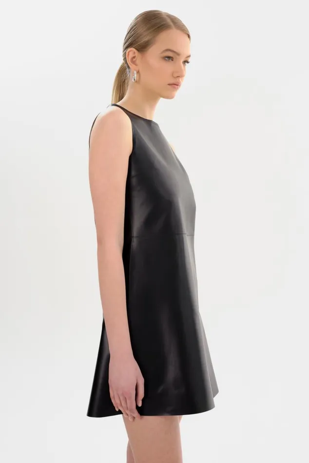Women LOZANA Reversible Leather Dress Blacksilver LAMARQUE Dresses Women LOZANA Reversible Leather Dress Blacksilver LAMARQUE Dresses