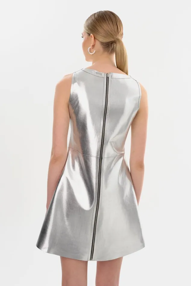 Women LOZANA Reversible Leather Dress Blacksilver LAMARQUE Dresses Women LOZANA Reversible Leather Dress Blacksilver LAMARQUE Dresses
