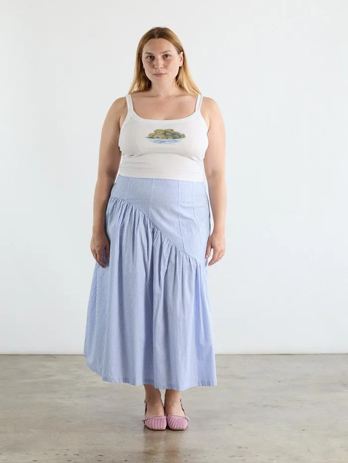 Women Maeve Midi Skirt Blue Stripe Lisa Says Gah Skirts