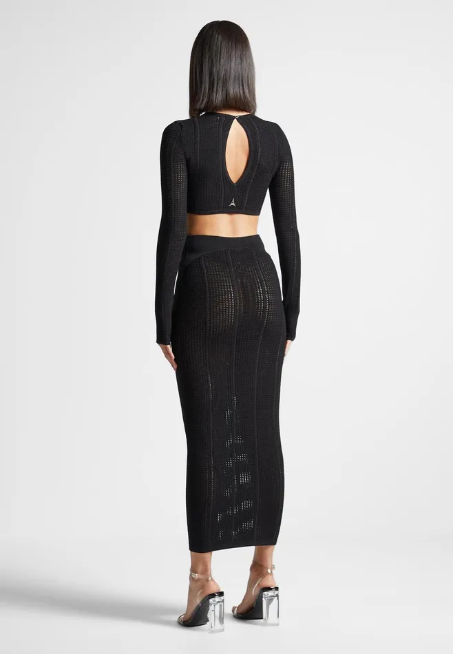 Women Manire De Voir 2In1 Long Sleeve Knitted Midaxi Dress Black