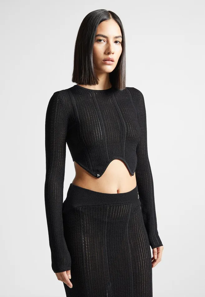 Women Manire De Voir 2In1 Long Sleeve Knitted Midaxi Dress Black