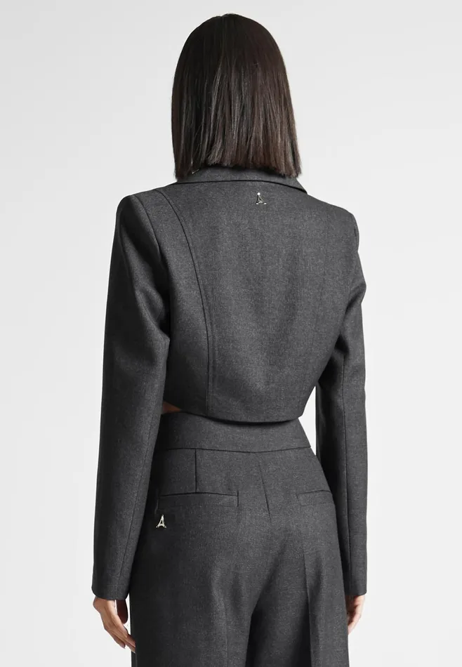 Women Manire De Voir Asymmetric Tailored Cropped Blazer Dark Grey