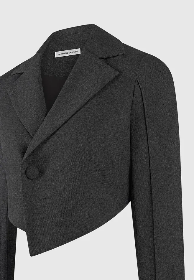Women Manire De Voir Asymmetric Tailored Cropped Blazer Dark Grey
