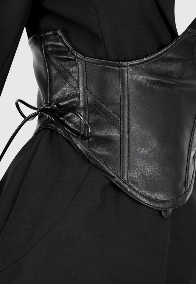 Women Manire De Voir Blazer With Leather Corset Black