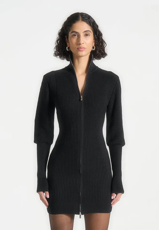 Women Manire De Voir Chunky Knit Jumper Dress Black