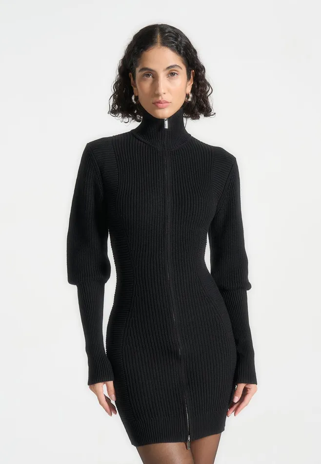 Women Manire De Voir Chunky Knit Jumper Dress Black