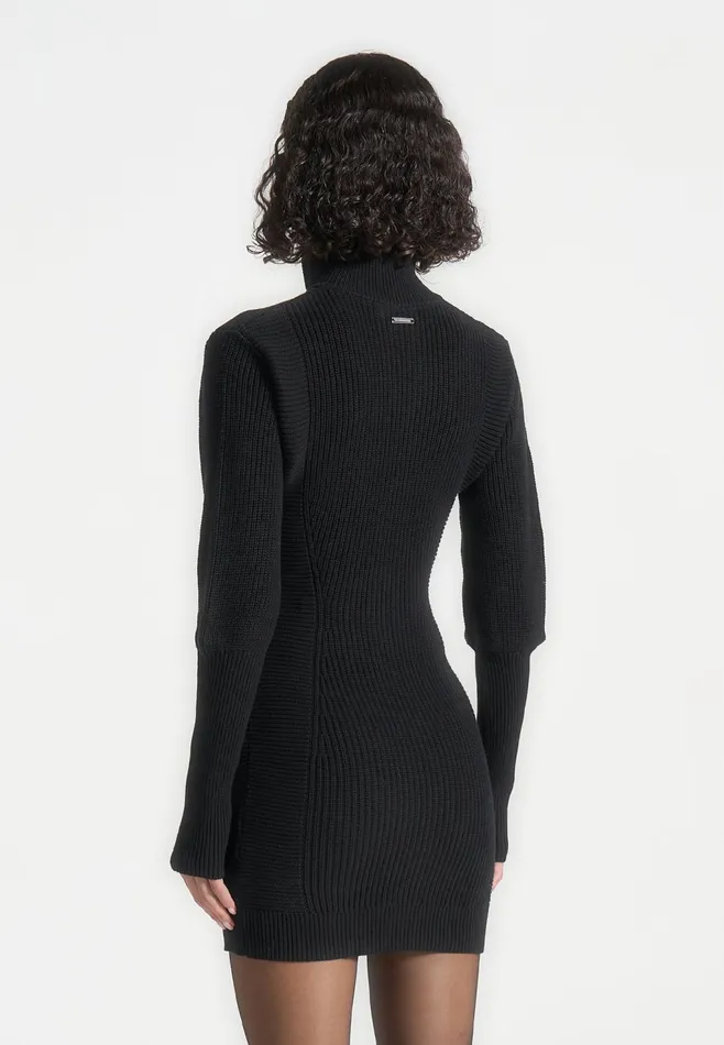 Women Manire De Voir Chunky Knit Jumper Dress Black