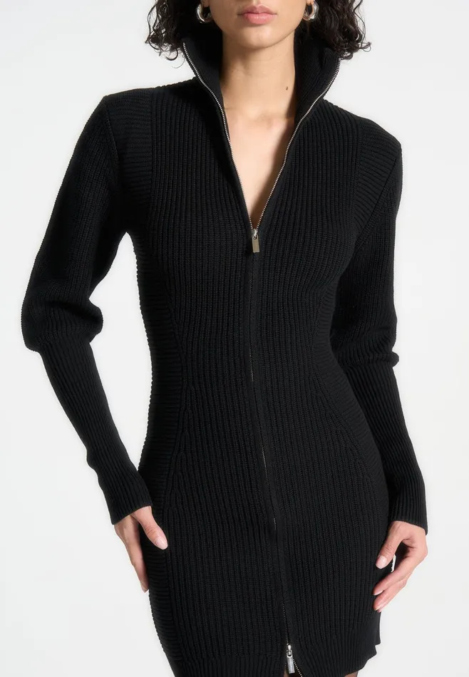 Women Manire De Voir Chunky Knit Jumper Dress Black