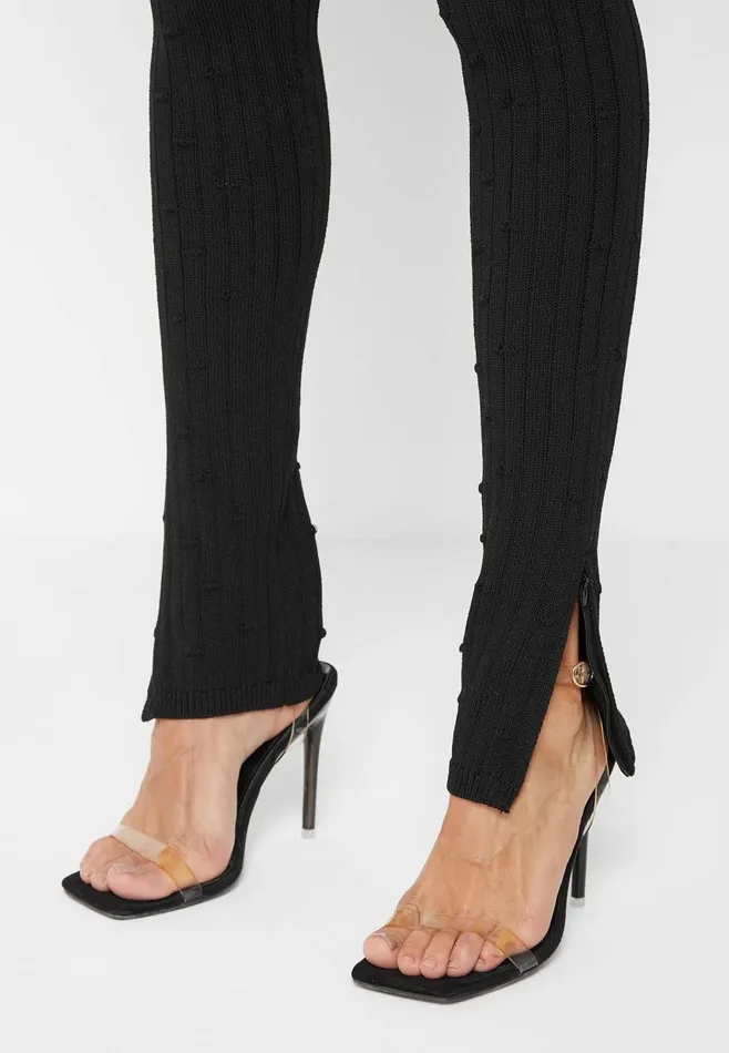 Women Manire De Voir Distressed Knitted Cut Out Jumpsuit Black