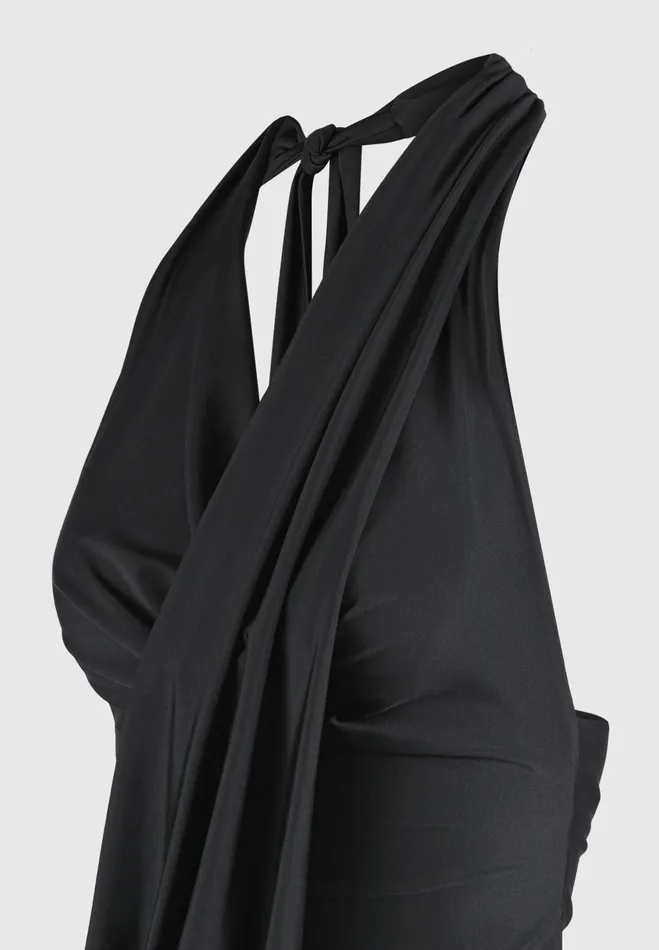 Women Manire De Voir Draped Halterneck Top Black