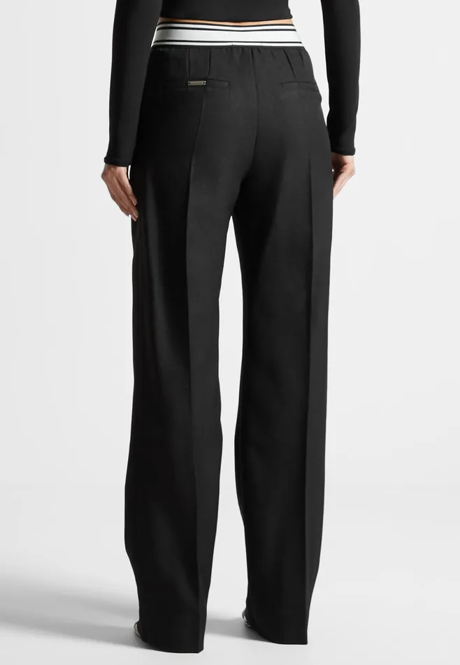 Women Manire De Voir Elasticated Signature Pleated Trousers Black