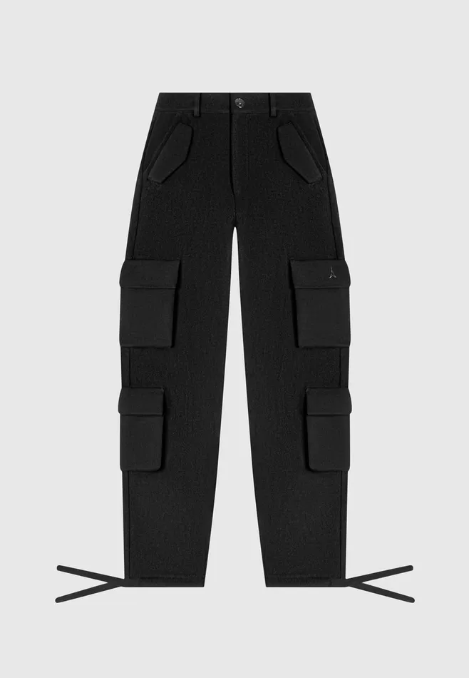 Women Manire De Voir High Waisted Loopback Cargo Pants Black