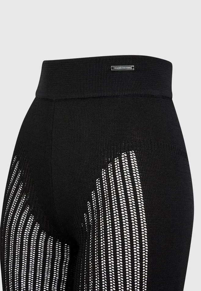 Women Manire De Voir Knitted High Waisted Leggings Black