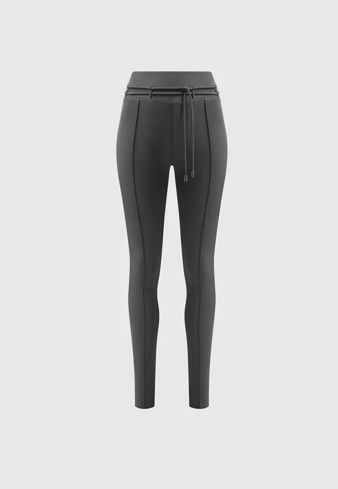 Women Manire De Voir Neoprene Tie Detail Leggings Charcoal Grey