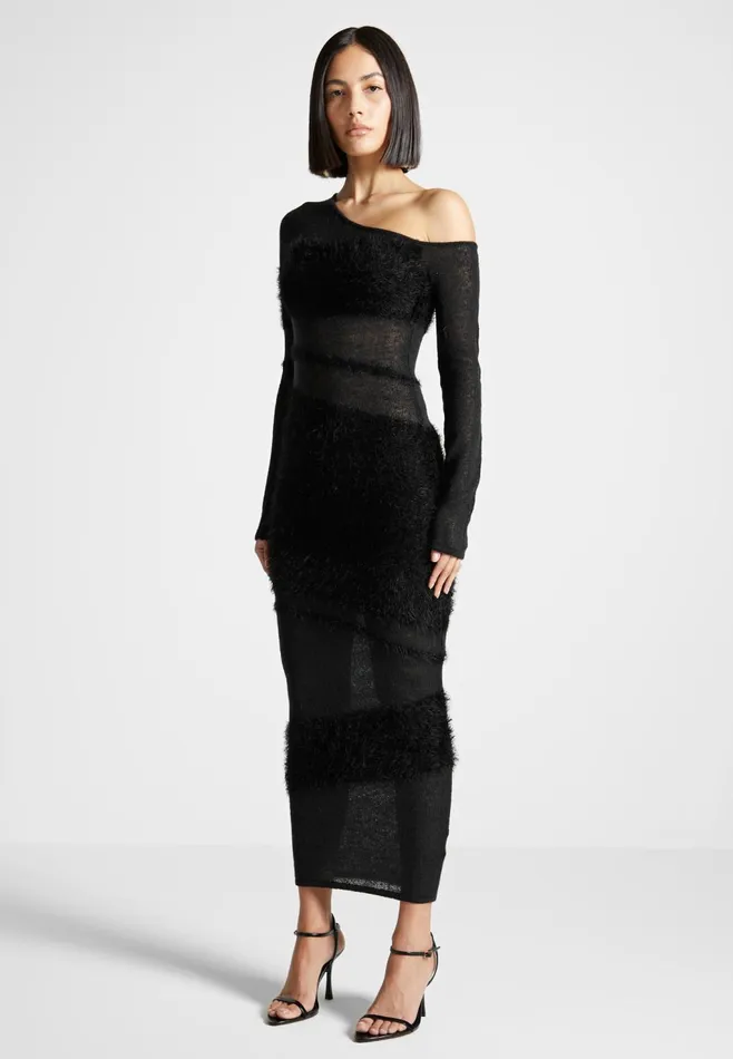 Women Manire De Voir Off Shoulder Knitted Maxi Dress Black