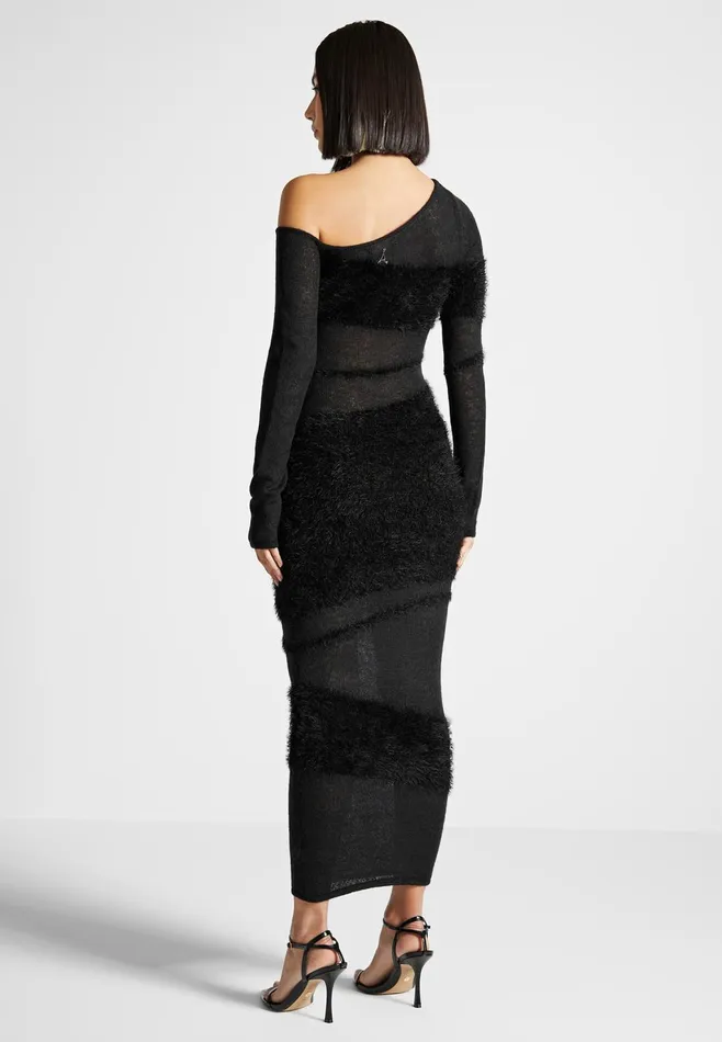 Women Manire De Voir Off Shoulder Knitted Maxi Dress Black