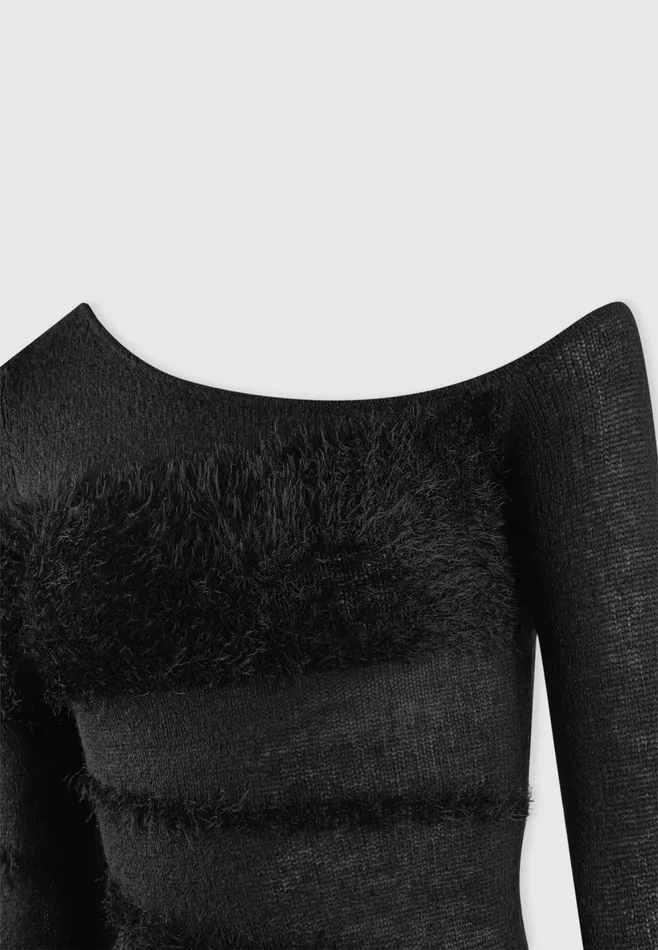 Women Manire De Voir Off Shoulder Knitted Maxi Dress Black