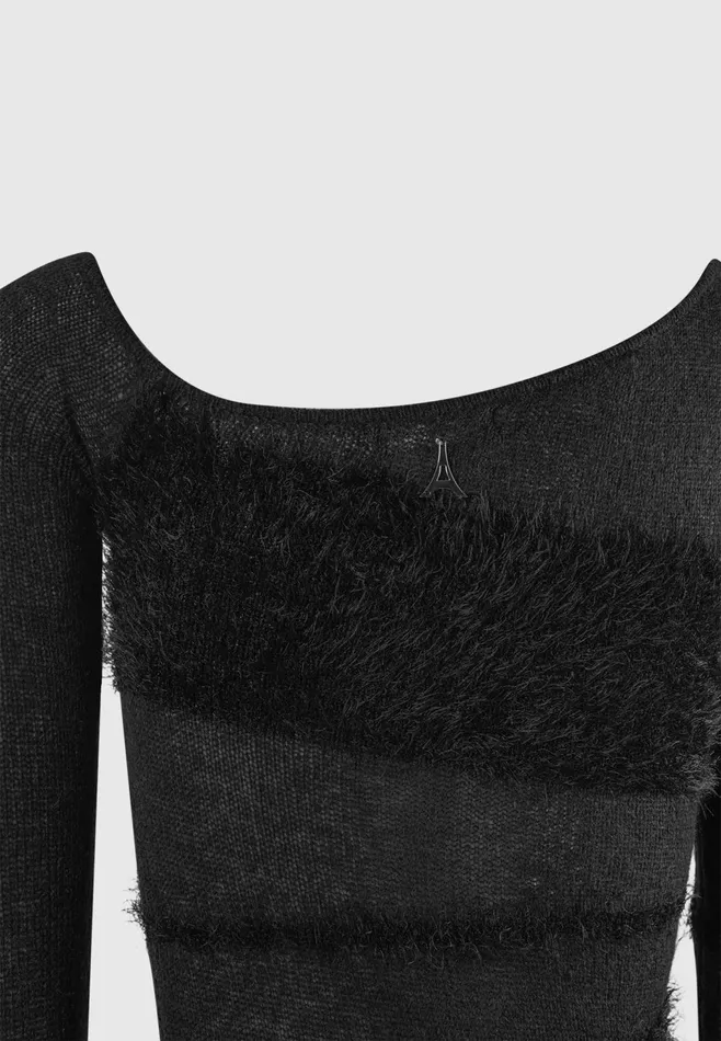 Women Manire De Voir Off Shoulder Knitted Maxi Dress Black
