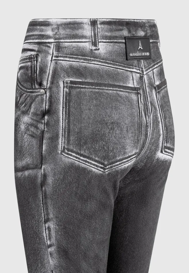 Women Manire De Voir Oil Print Tacked Fit And Flare Jeans Whitegrey