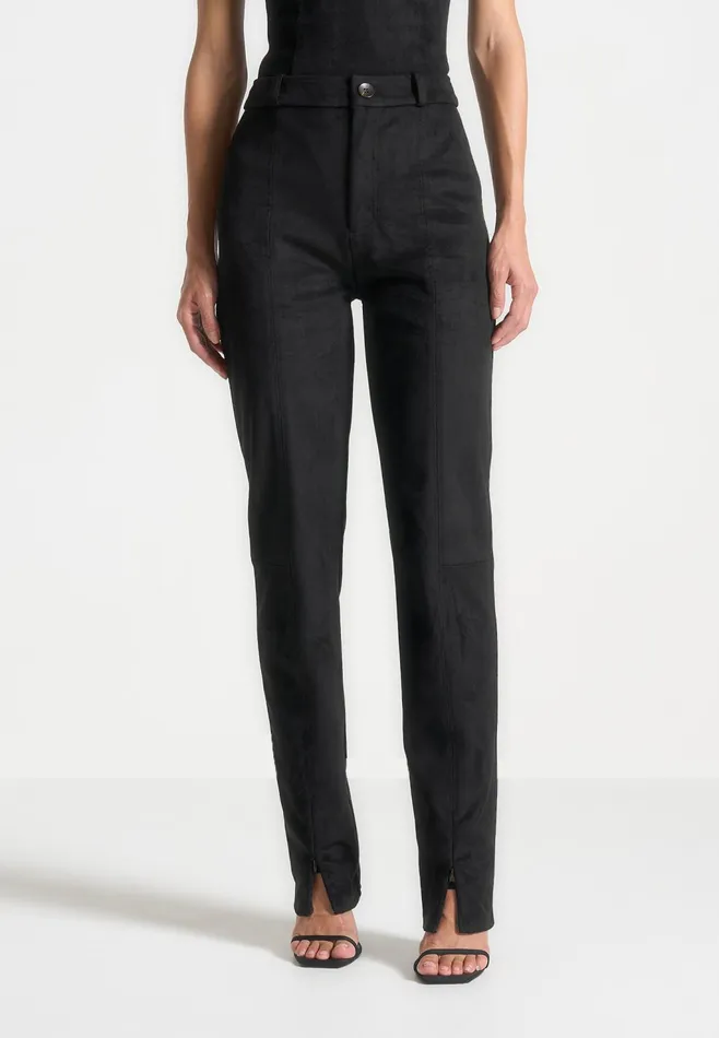 Women Manire De Voir Suede Straight Leg Trousers Black