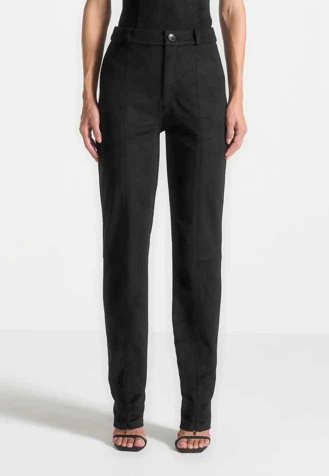 Women Manire De Voir Suede Straight Leg Trousers Black