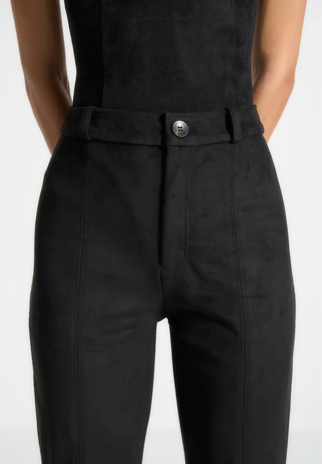 Women Manire De Voir Suede Straight Leg Trousers Black
