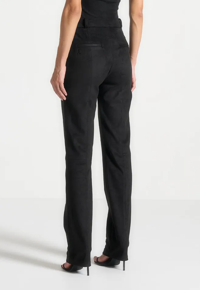 Women Manire De Voir Suede Straight Leg Trousers Black