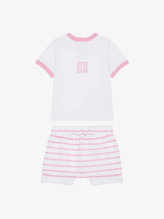 WomenMen Baby 1 Month To 3 Years Givenchy GIVENCHY 4G Tshirt And Shorts In Cotton Gift Set Pink