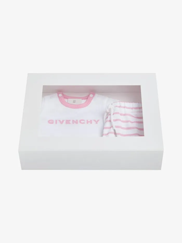 WomenMen Baby 1 Month To 3 Years Givenchy GIVENCHY 4G Tshirt And Shorts In Cotton Gift Set Pink