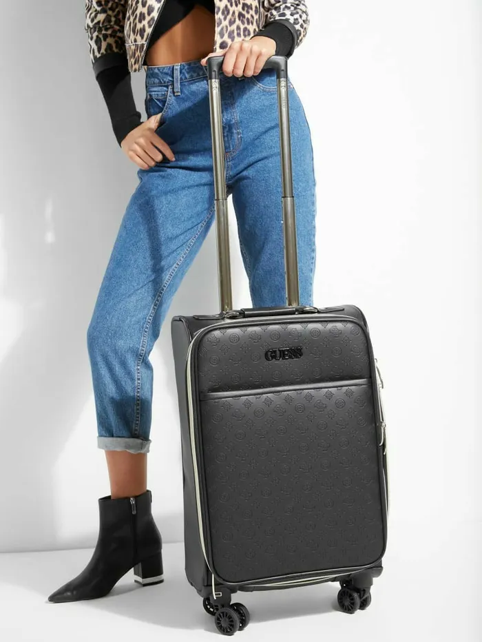 WomenMen GUESS Janelle 248243 Debossed Peony Roller Suitcase Black Luggage and Travel Bags WomenMen GUESS Janelle 248243 Debossed Peony Roller Suitcase Black Luggage and Travel Bags