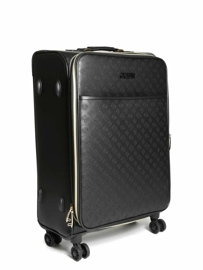 WomenMen GUESS Janelle 248243 Debossed Peony Roller Suitcase Black Luggage and Travel Bags WomenMen GUESS Janelle 248243 Debossed Peony Roller Suitcase Black Luggage and Travel Bags
