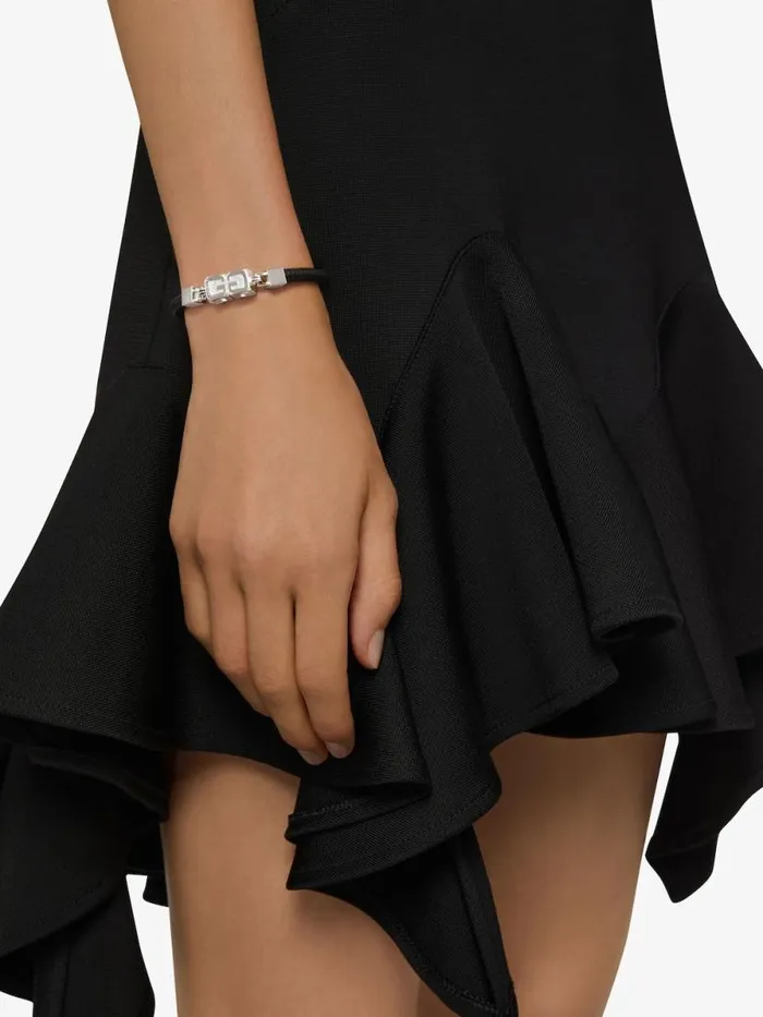 WomenMen Jewelry Givenchy G Cube Bracelet In Leather And Metal Blacksilvery WomenMen Jewelry Givenchy G Cube Bracelet In Leather And Metal Blacksilvery