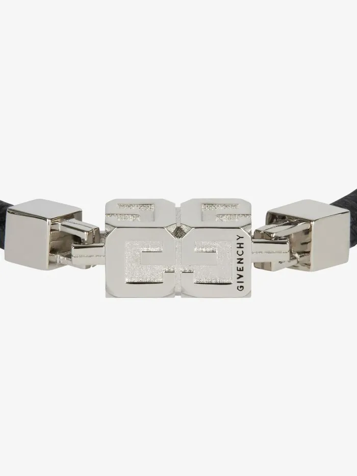 WomenMen Jewelry Givenchy G Cube Bracelet In Leather And Metal Blacksilvery WomenMen Jewelry Givenchy G Cube Bracelet In Leather And Metal Blacksilvery