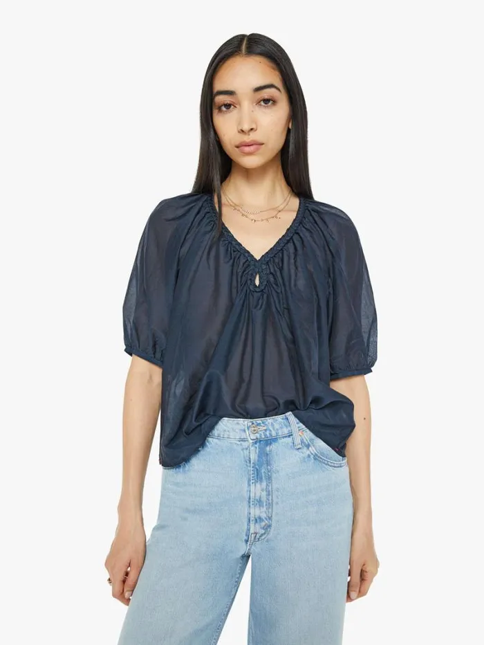 Women Mother Denim Blythe Top Blue Sapphire