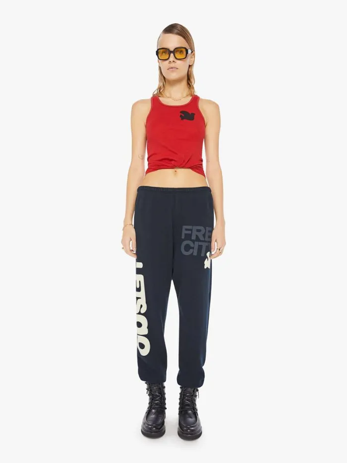 Women Mother Denim Letsgo Og Superyumm Sweatpant Deepspace Cream