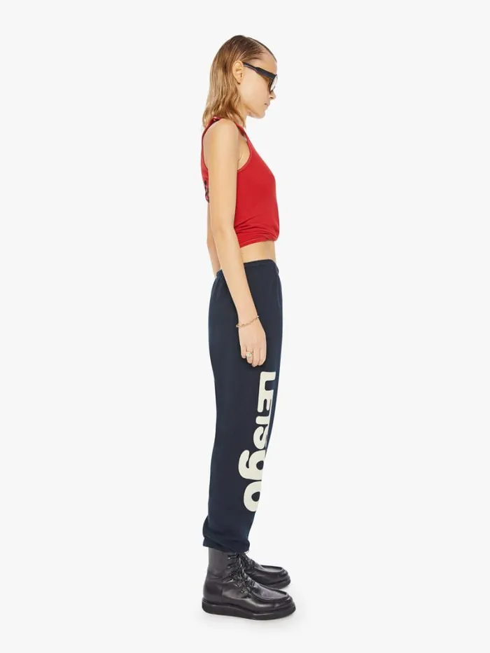 Women Mother Denim Letsgo Og Superyumm Sweatpant Deepspace Cream