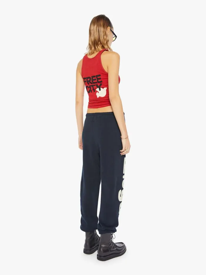Women Mother Denim Letsgo Og Superyumm Sweatpant Deepspace Cream