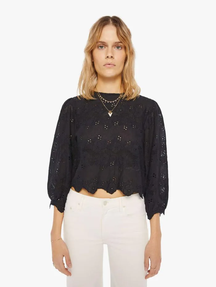 Women Mother Denim Lisa Top Geranium Midnight