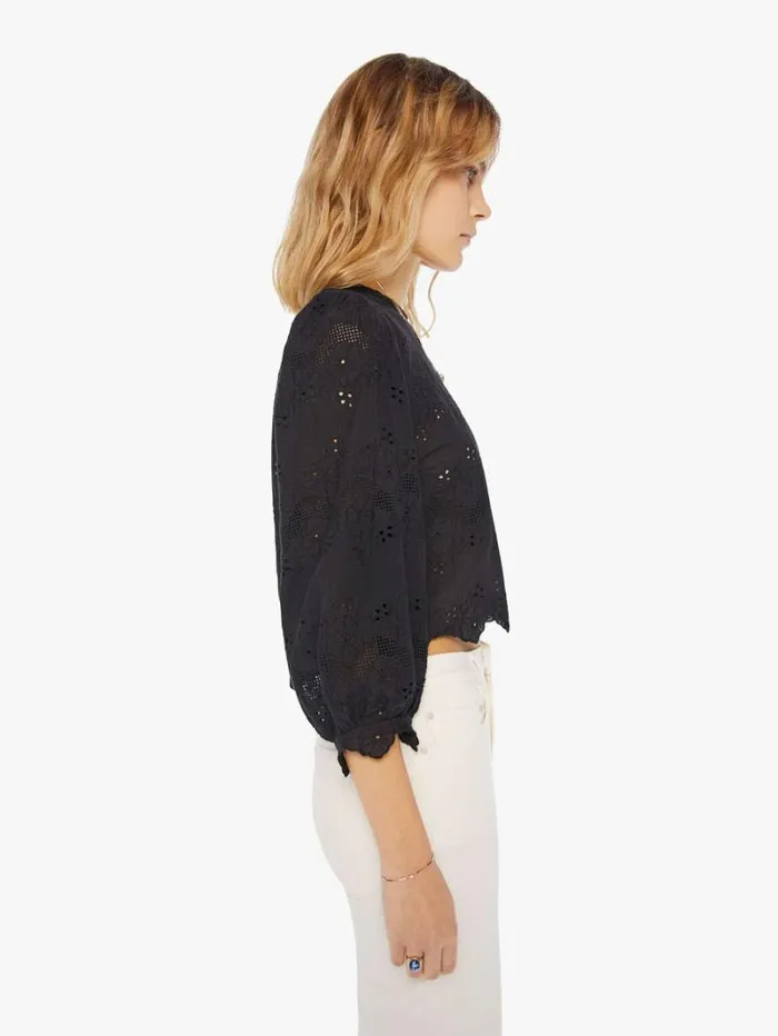 Women Mother Denim Lisa Top Geranium Midnight