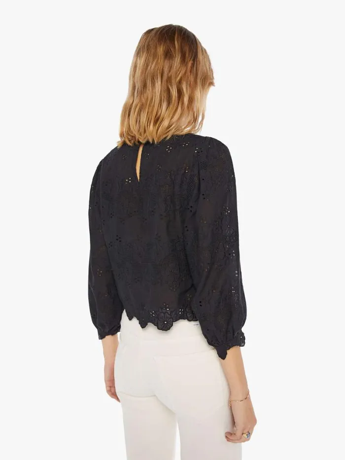 Women Mother Denim Lisa Top Geranium Midnight