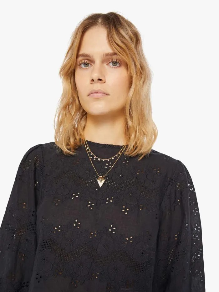 Women Mother Denim Lisa Top Geranium Midnight