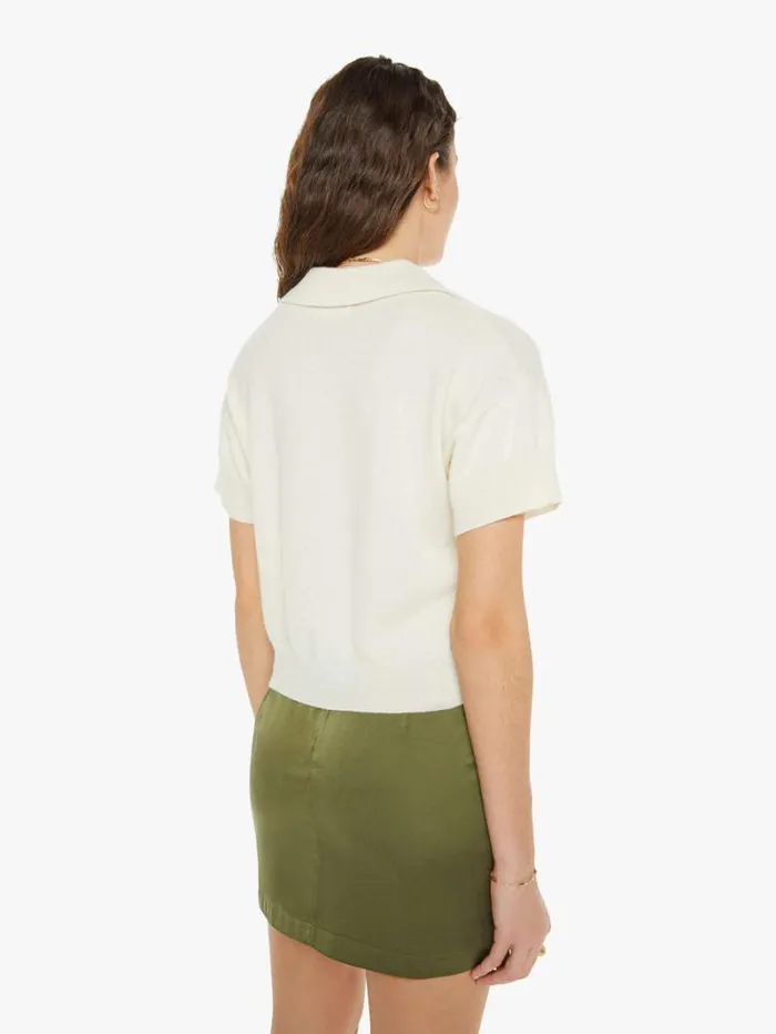 Women Mother Denim Mirabelle Relaxed Short Sleeve Polo Gardenia